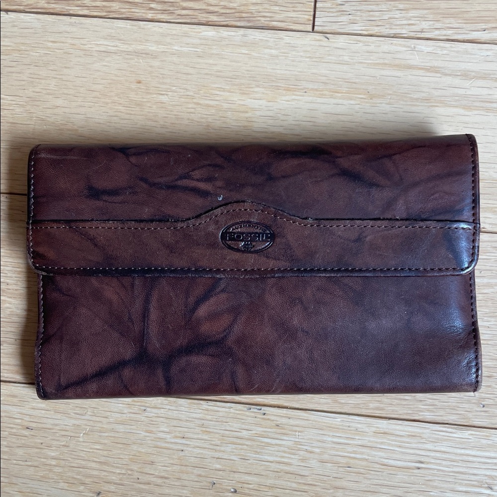 Vintage Fossil Dark Brown Leather Wallet